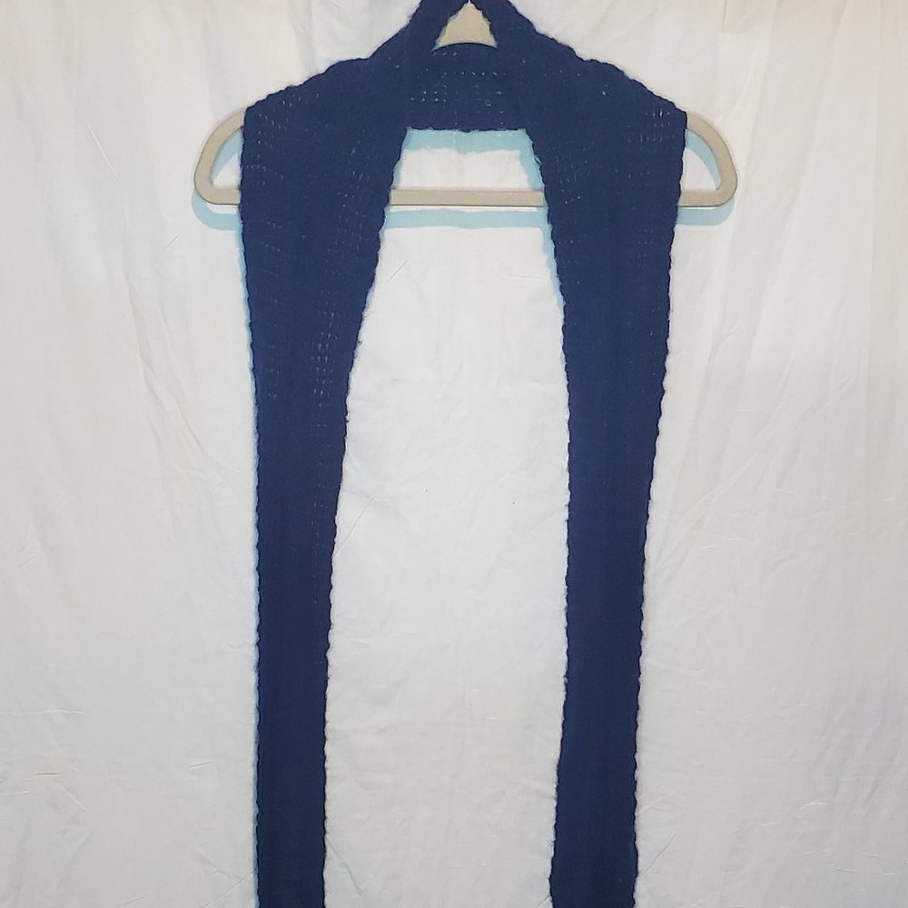 Navy Blue Handmade Knitted Scarf